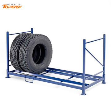 Foldable and stackable heavy truck spare storage tire racking